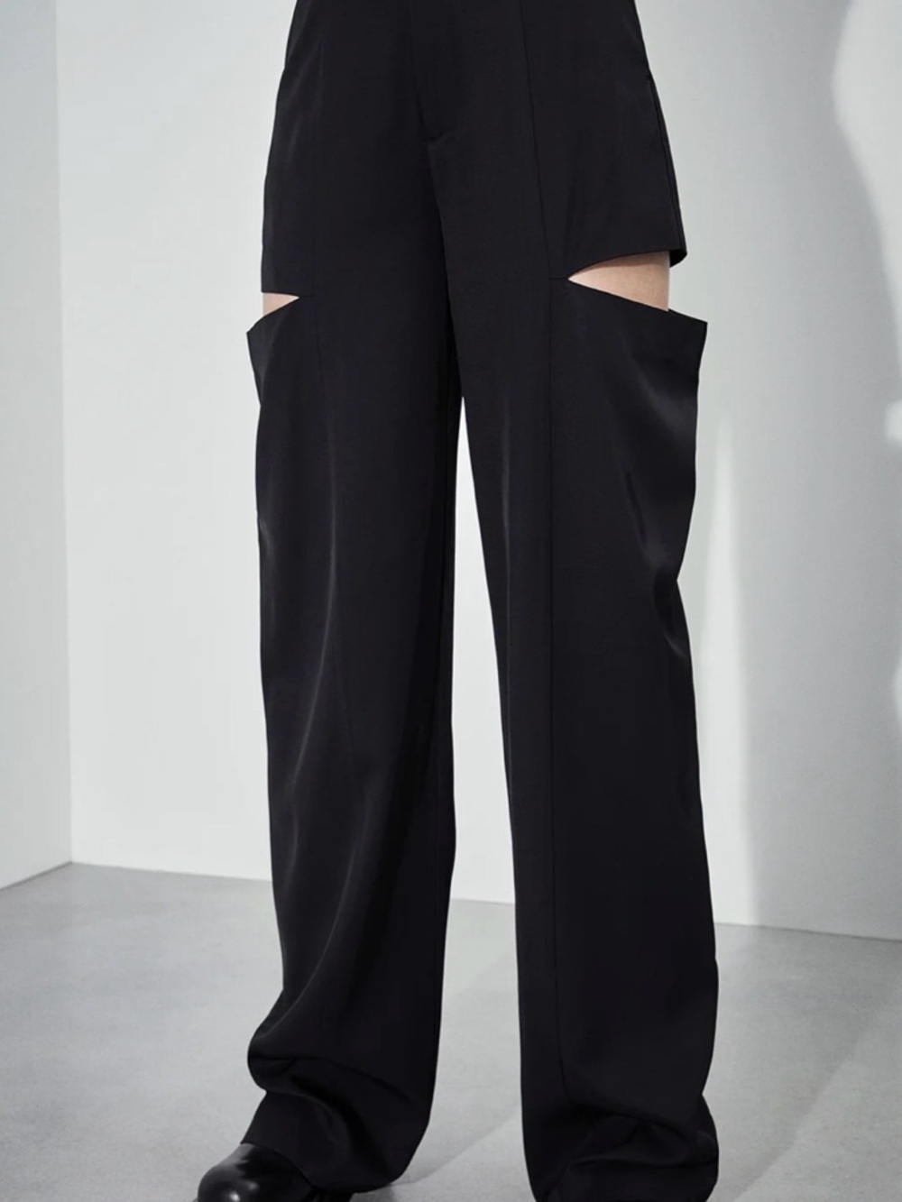 ET OCHS THE ARI PANT High-Waist Black Wide-Leg Cutout Pants